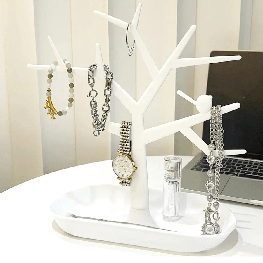 arbre à bijoux blanc plastique support