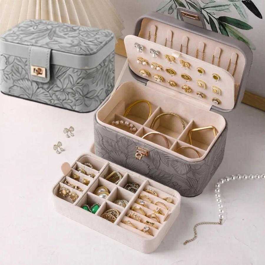 boite à bijoux grise florale