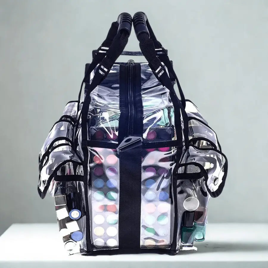 grande trousse de toilette transparente contour noir
