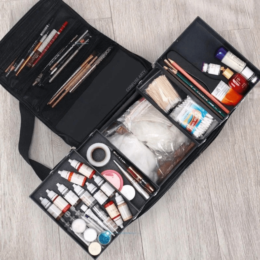 Mallette maquillage professionnel grande ouverture sur le dessus