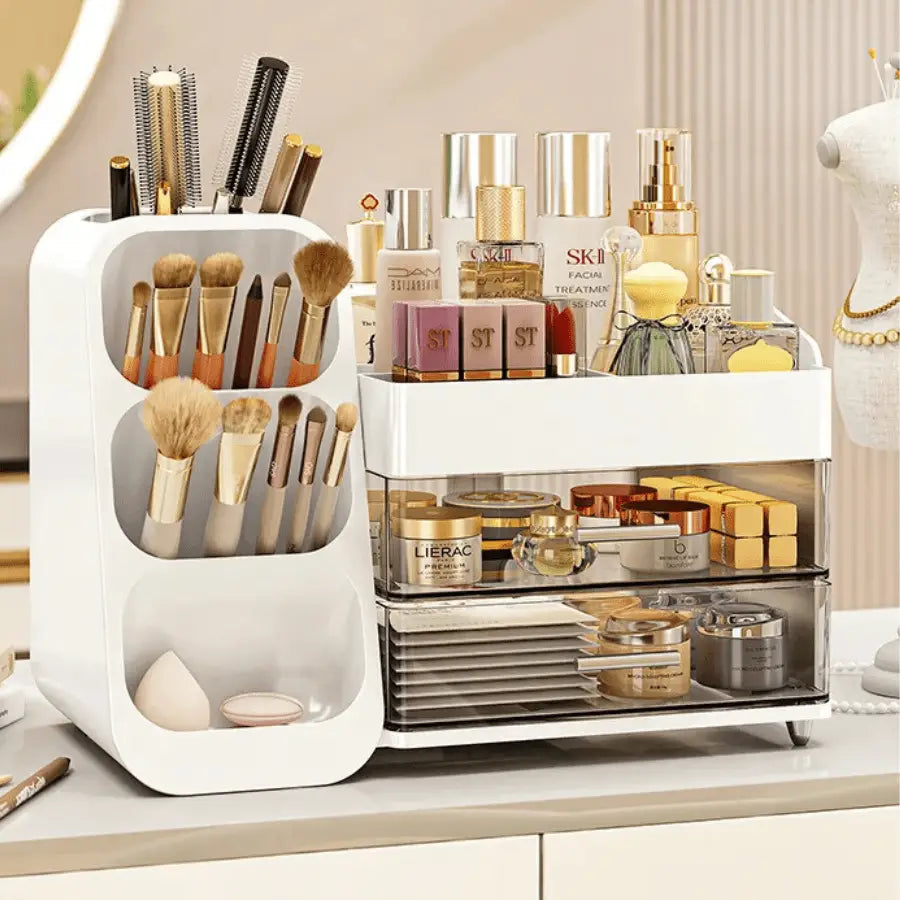 organisateur maquillage boite oblique et tiroir de rangement cosmétique