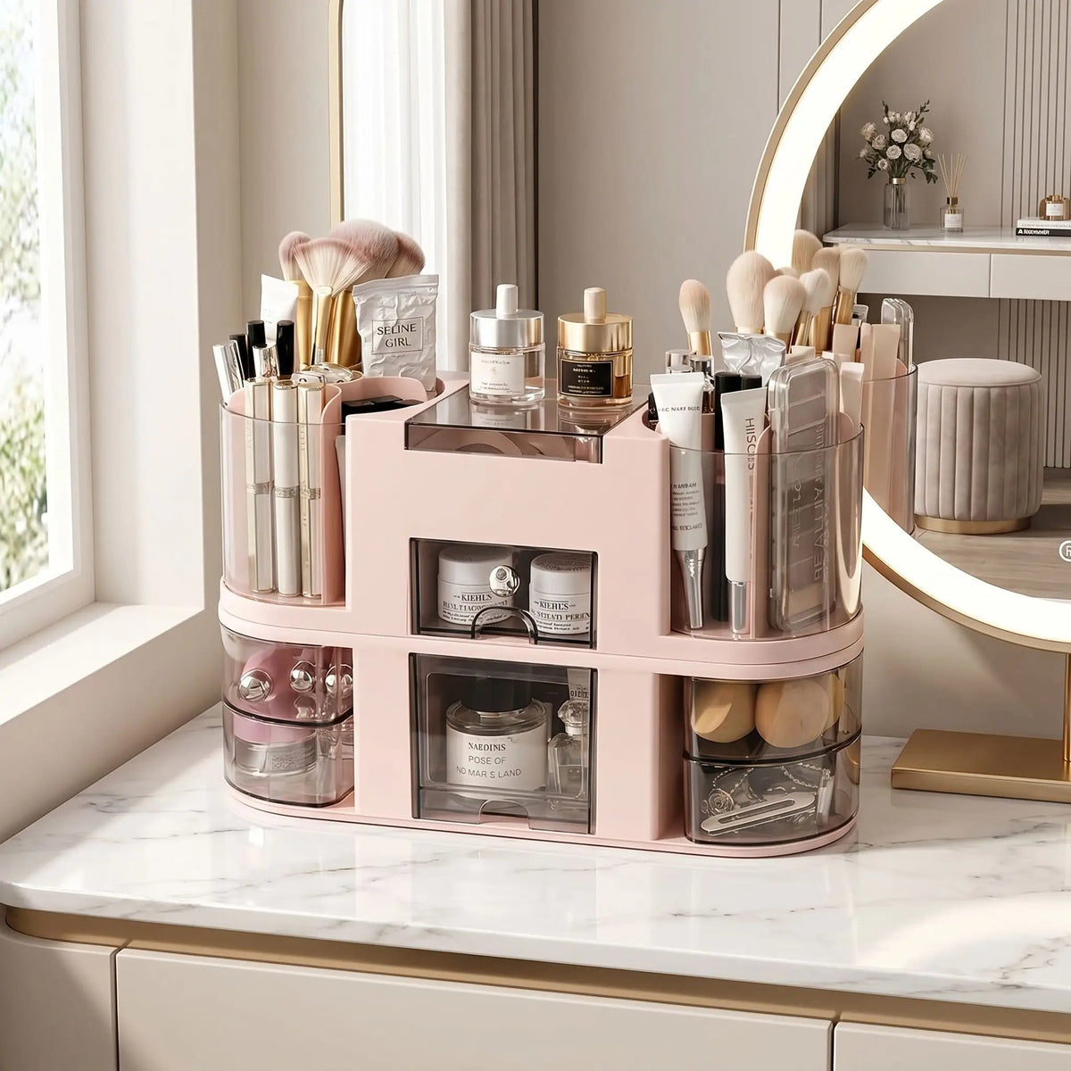 Organisateur pour Maquillage | Rotatif Double Couche - La trousse Beauté