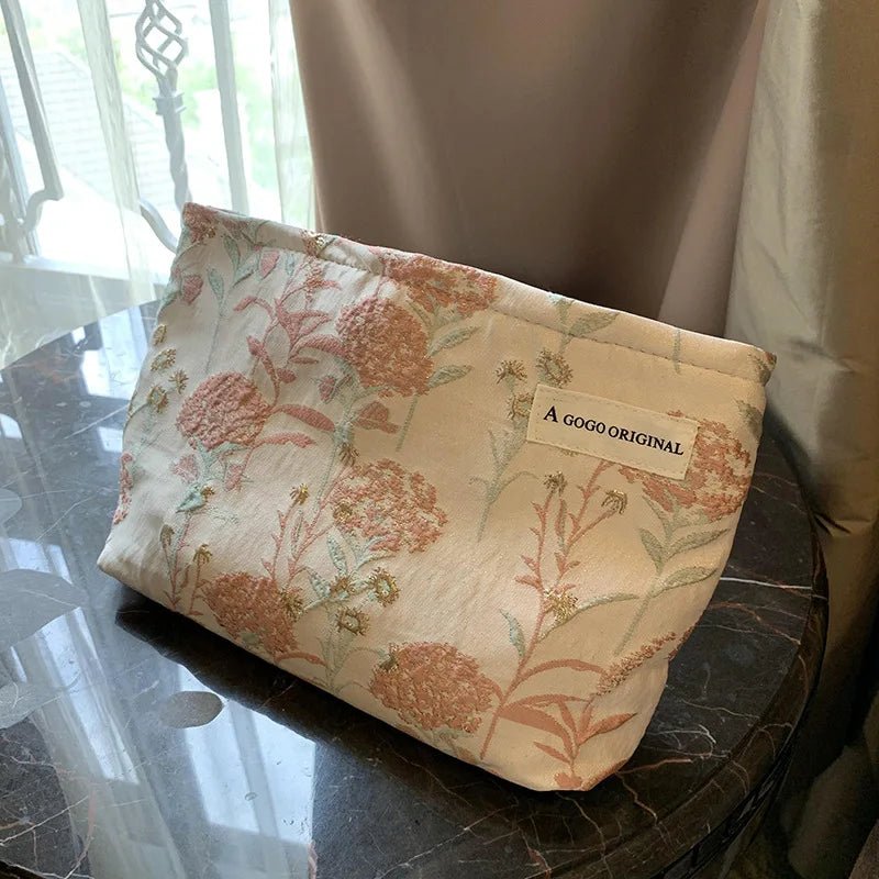 pochette à Maquillage Vintage fleur rosé La trousse Beauté