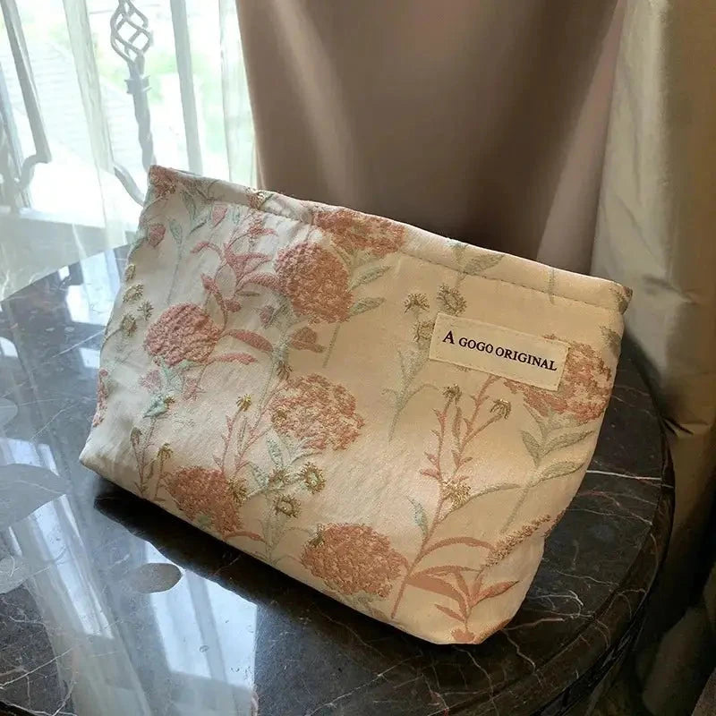 pochette à Maquillage Vintage fleur rosé La trousse Beauté