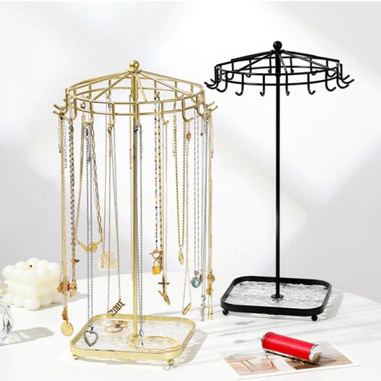 présentoir à bijoux noie et or en métal avec crochet