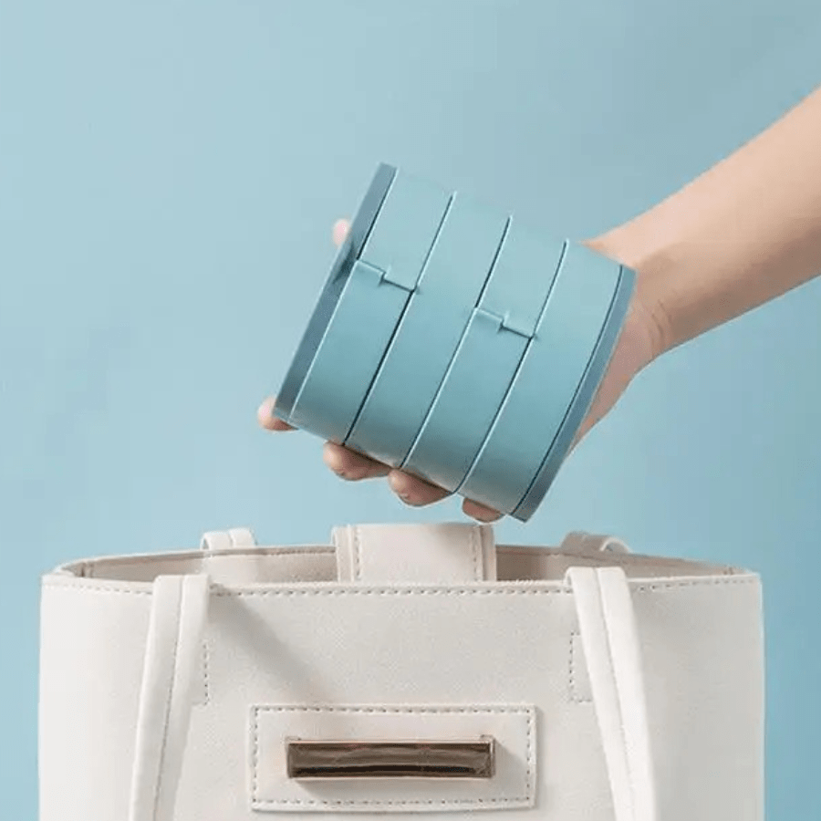 Rangement bijoux rond portatif plastique