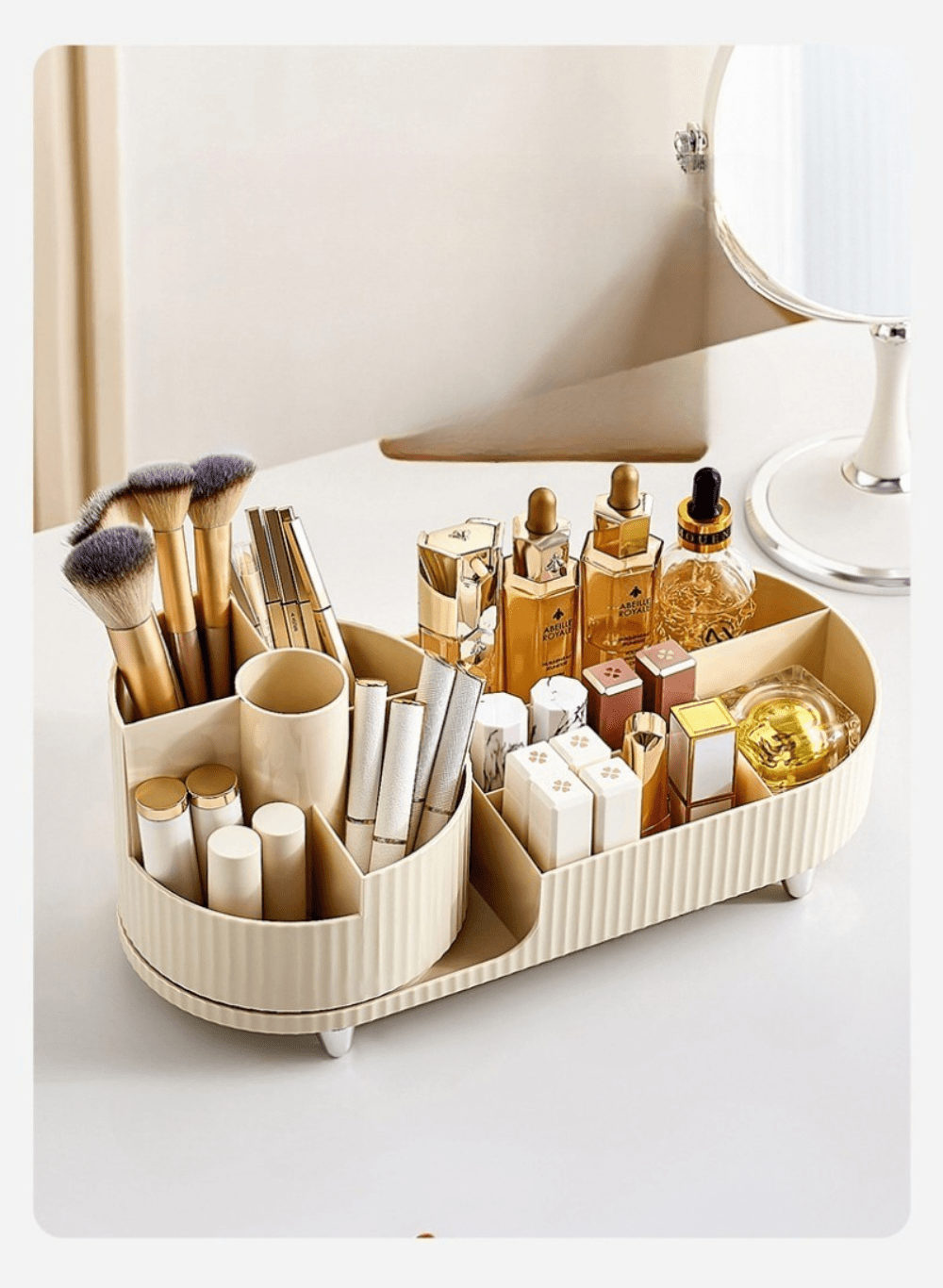 Rangement maquillage Compact Élégant beige plstique rotatif- La trousse Beauté