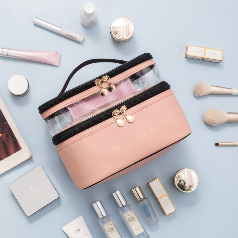 Trousse à maquillage rose Dessus Transparent - La trousse Beauté