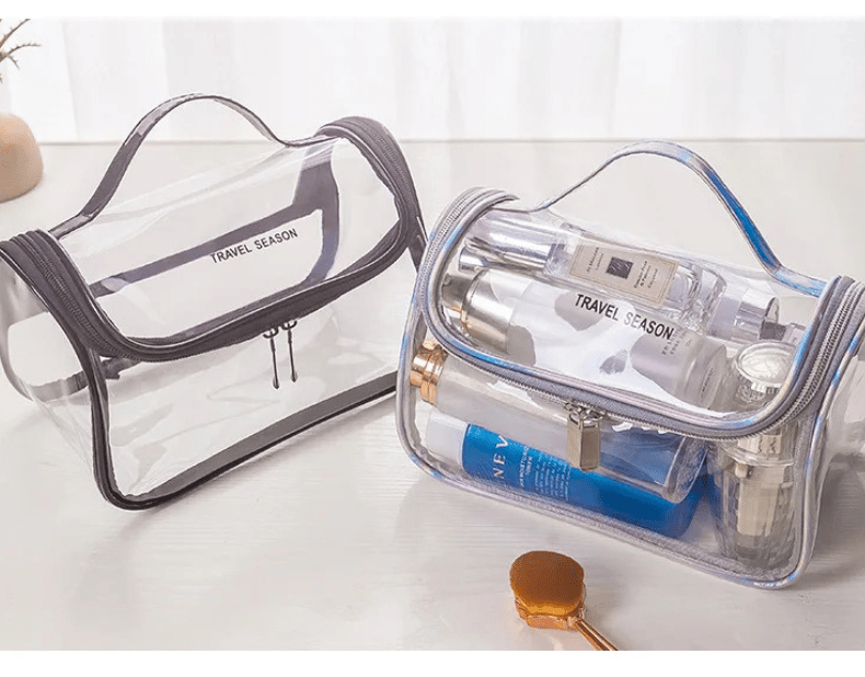 Trousse de toilette avion transparent avec poignée