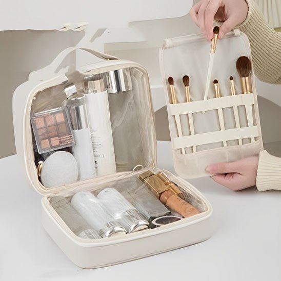 Trousse de toilette pour femme blanche similicuir carré