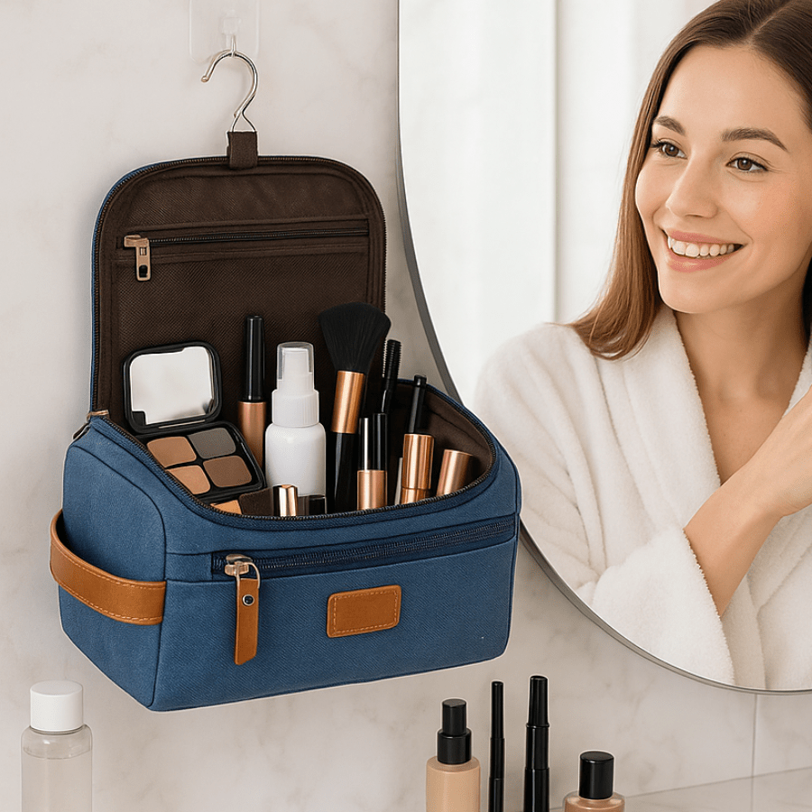 trousse de toilette avec crochet pour suspendre