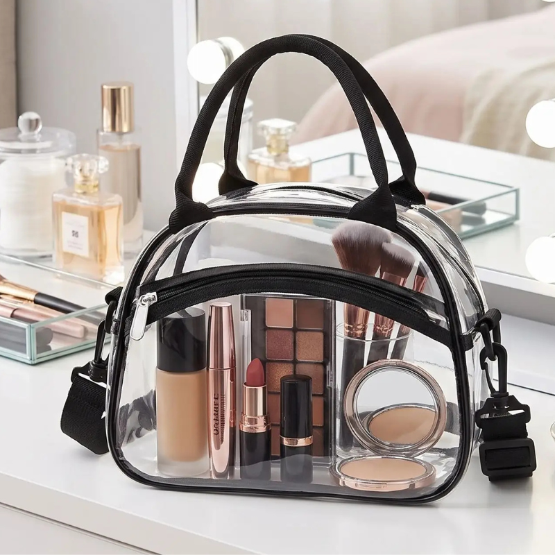 trousse de toilette voage noir transparente