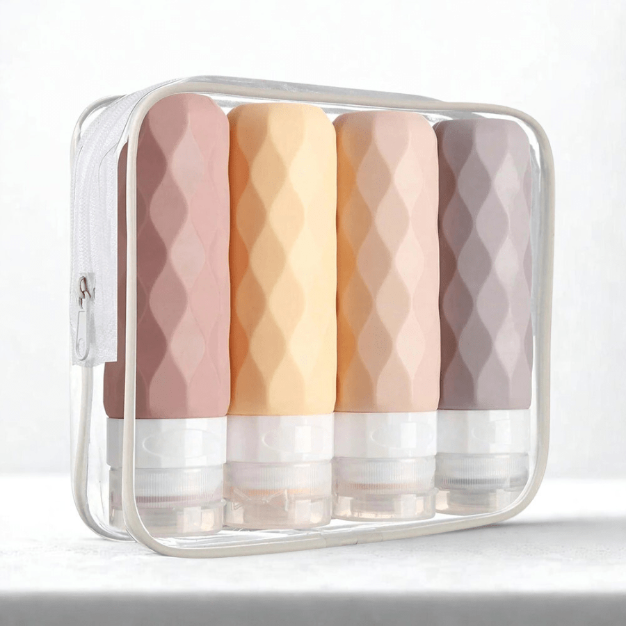 trousse toilette de voyage rose jaune en silicone