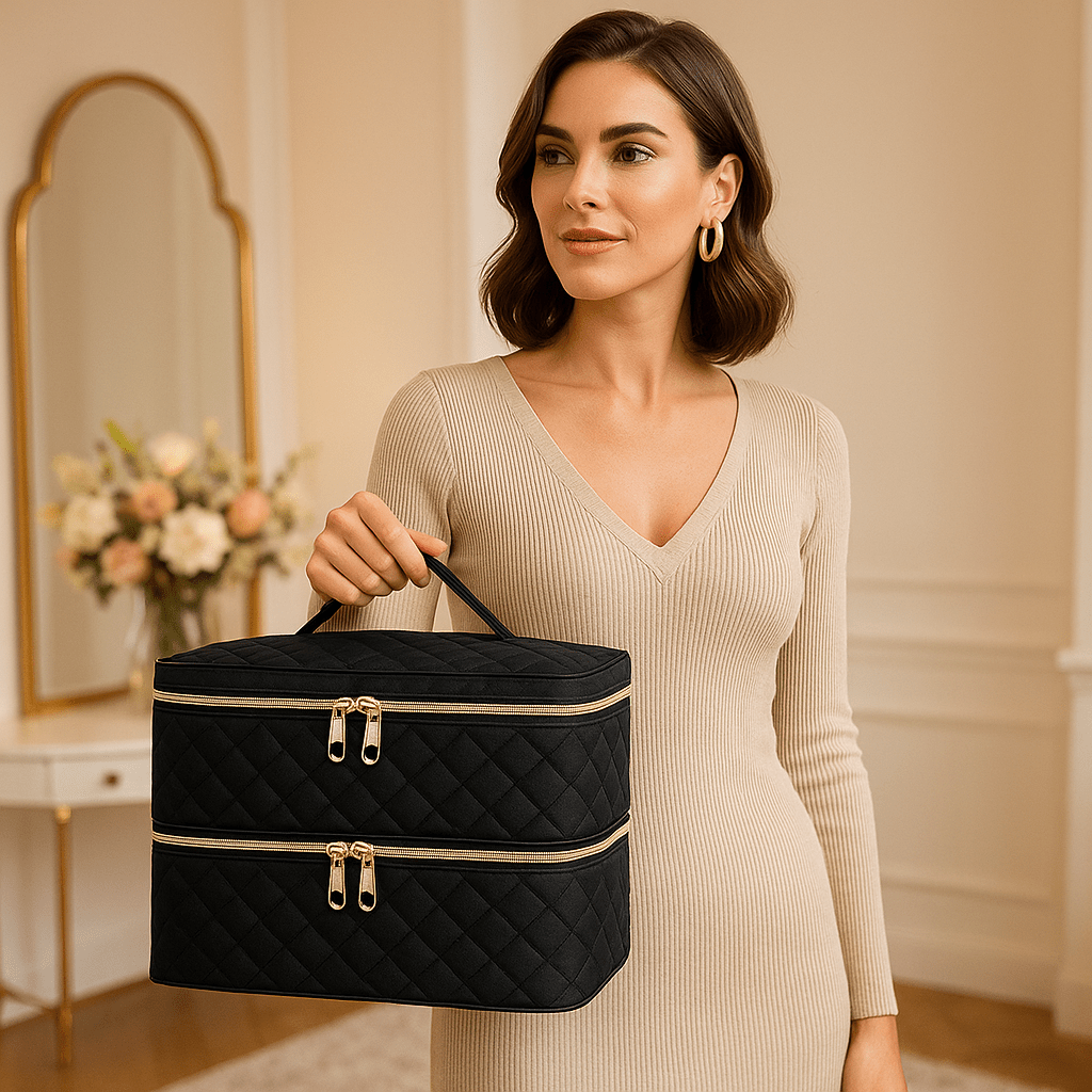 Valise maquillage professionnel deux étages de rangement