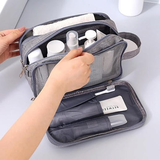 trousse de toilette pour voyager gris compact