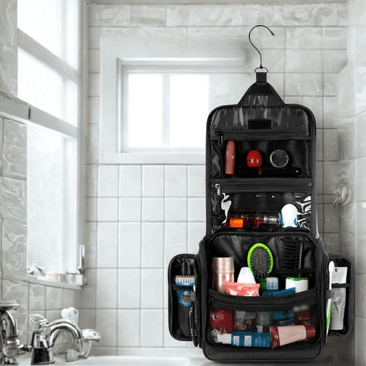 La trousse de toilette avec crochet à suspendre