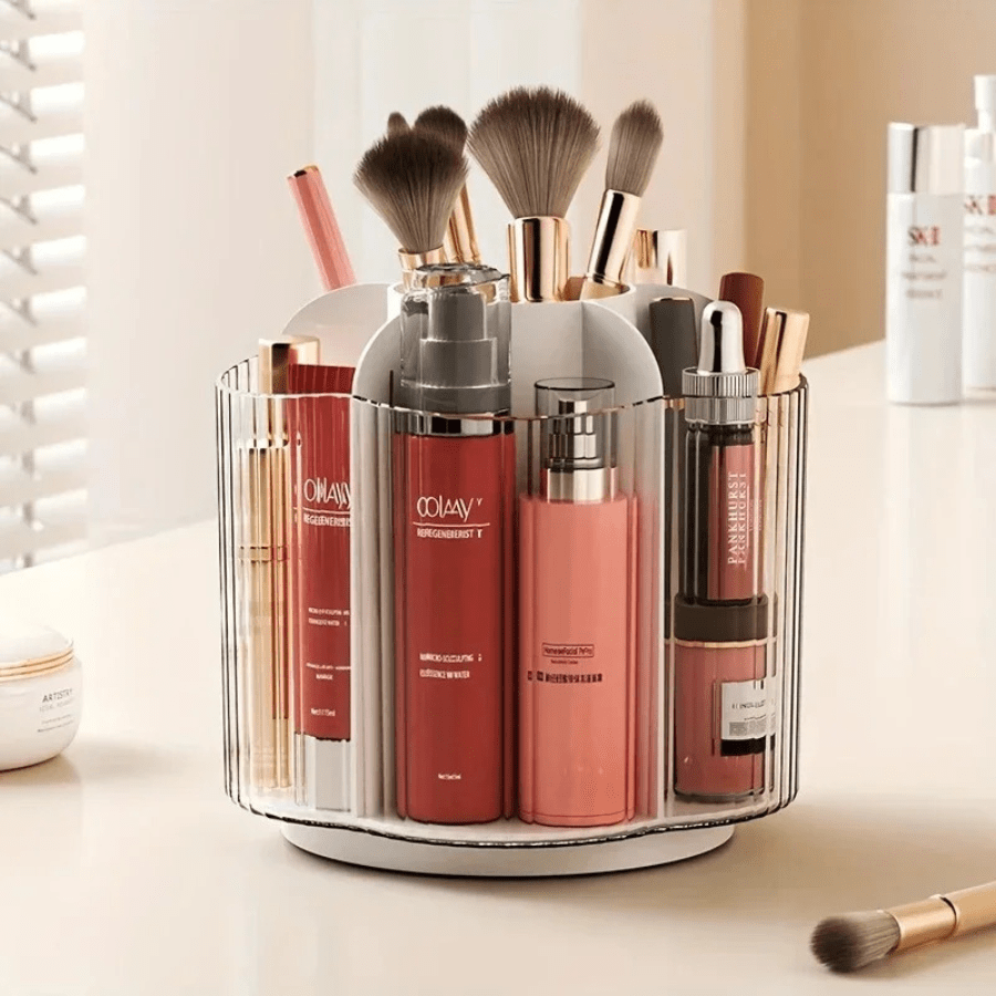 organisateur maquillage rotatif pinceaux