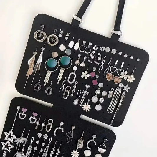 presentoir boucles d'oreilles noir avec support