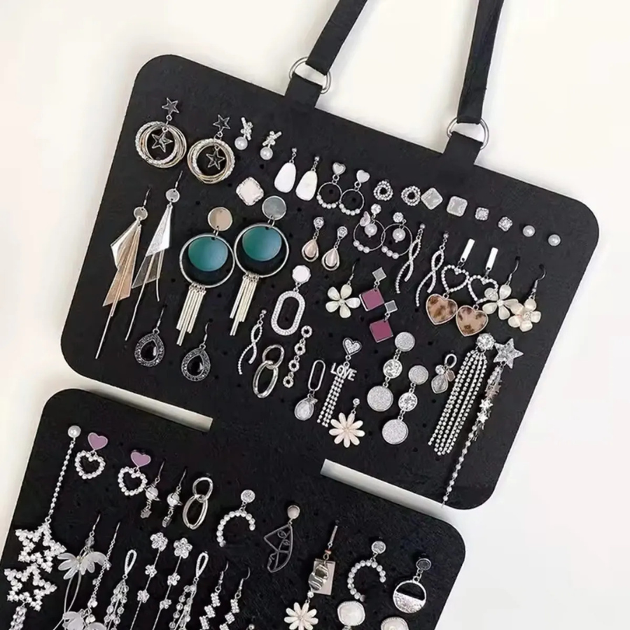presentoir boucles d'oreilles noir avec support