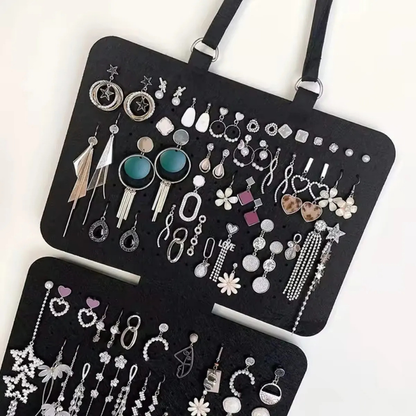 presentoir boucles d'oreilles noir avec support