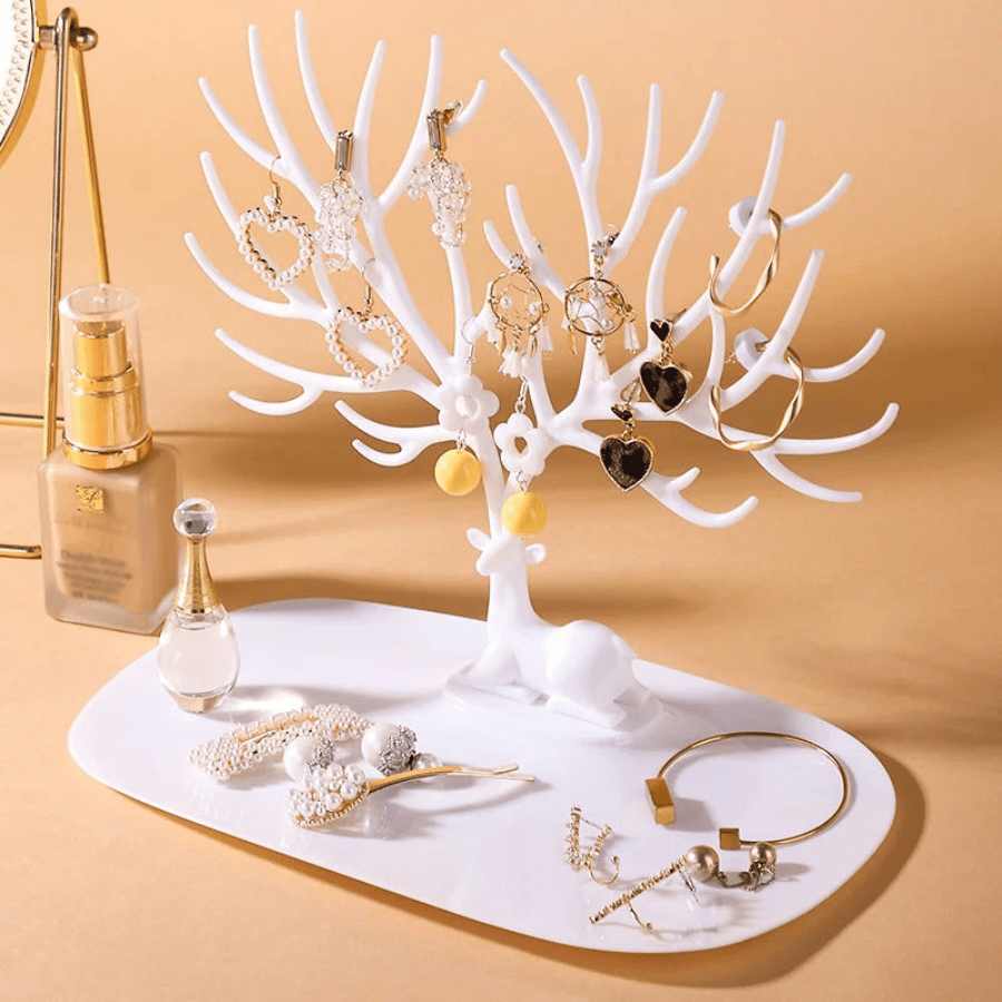 arbre à bijoux blanc plastique forme cerf