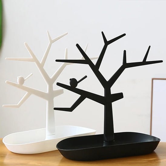 arbre à bijoux noir et blanc support de rangement