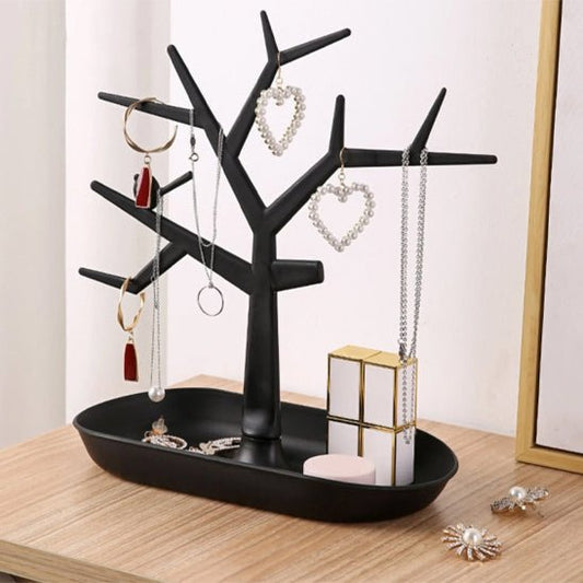 arbre à bijoux noir plastique