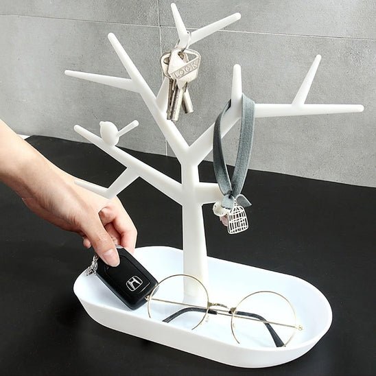 arbre à bijoux blanc en plastique