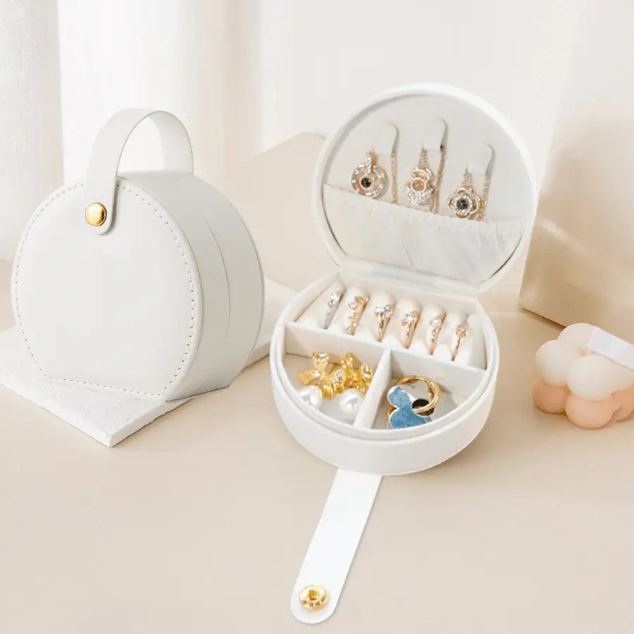 Boîte à bijoux blanche voyage portatif