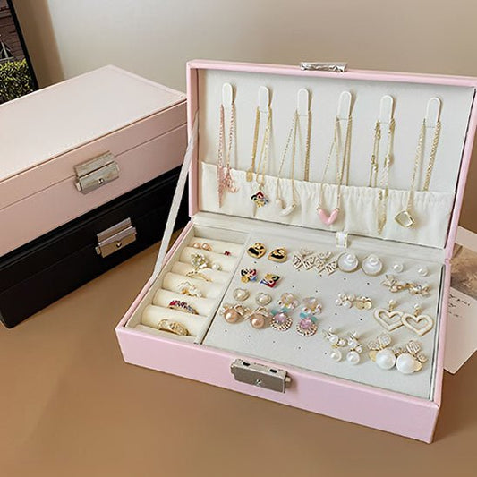 Boite à bijoux rose rangement multiple