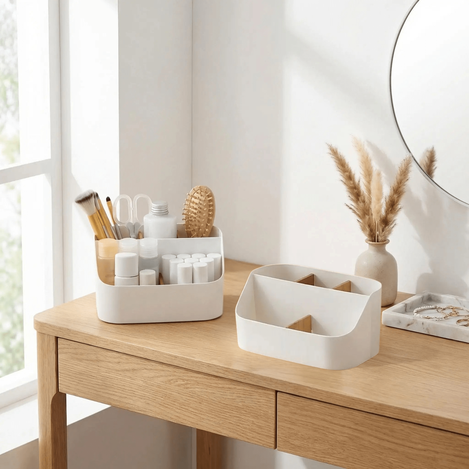 boite a maquillage en plastique séparateur en bois