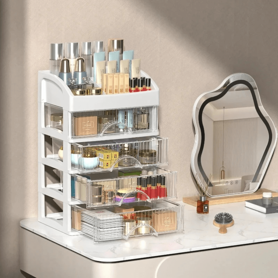 Boite à rangement maquillage quatre étages avec titoir