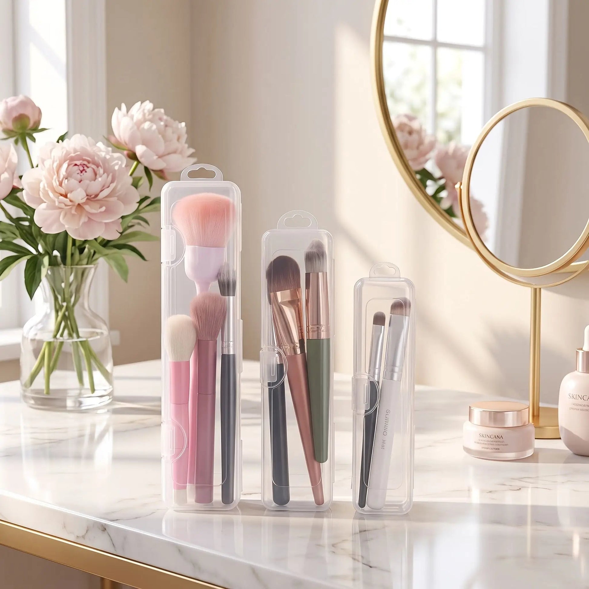 boite de rangement pour pinceaux maquillage trois grandeur