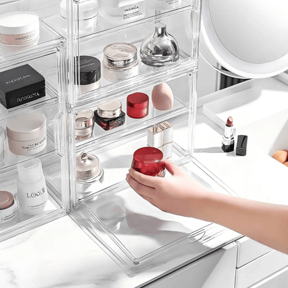 boite de rangement salle de bain transparent