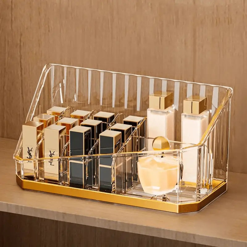 Boite maquillage rectangulaire en plastique bordure or