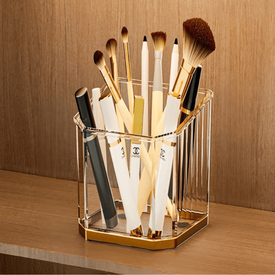 Boite maquillage carré en plastique bordure or