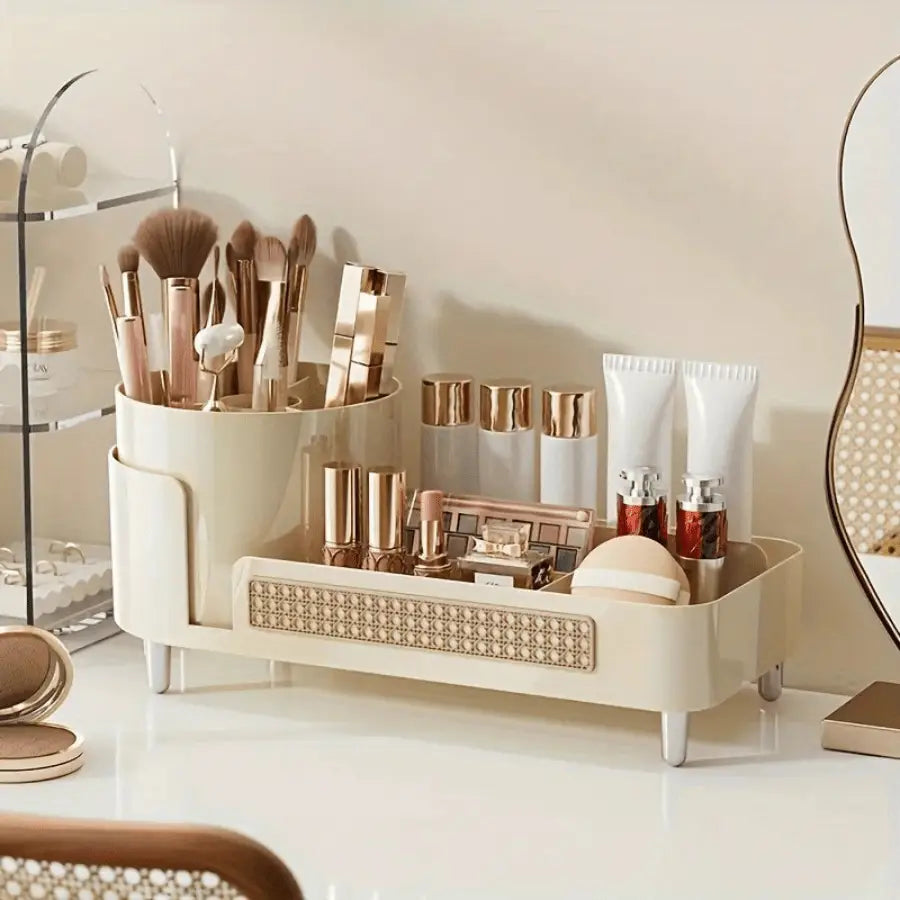 boite maquillage rangement beige rotaif 360 degré
