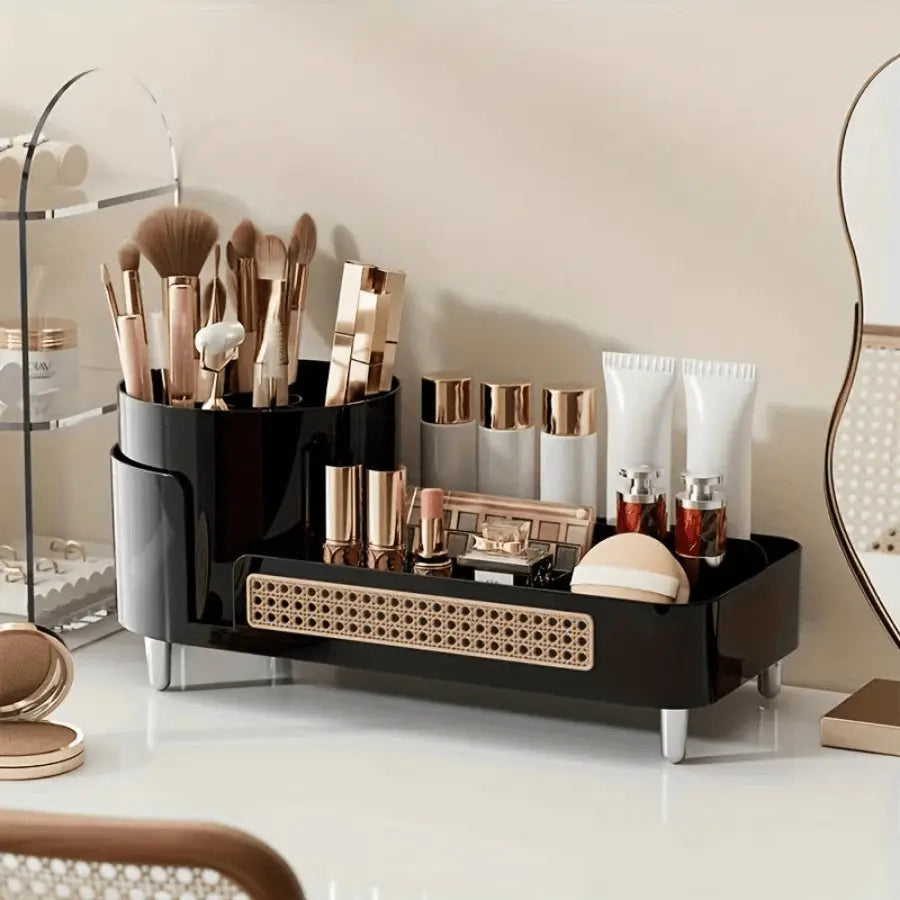 boite maquillage rangement rotatif 360 degré noir