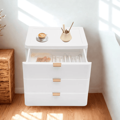 boite pour rangement maquillage tiroirs plastique blanc