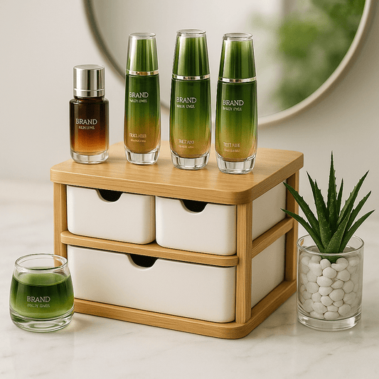 Boite rangement maquillage avec tiroir blanc