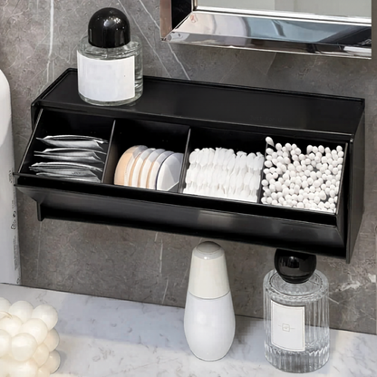 boite rangement salle de bain noir modulable en plastique au mur