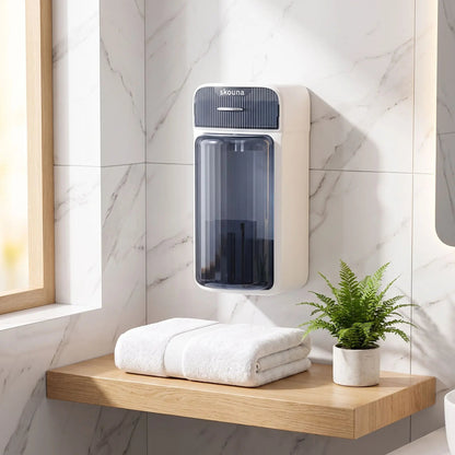 Boîte rangement salle de bain rotative 360° blanc-bleu