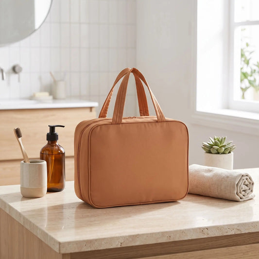 grande trousse de toilette marron