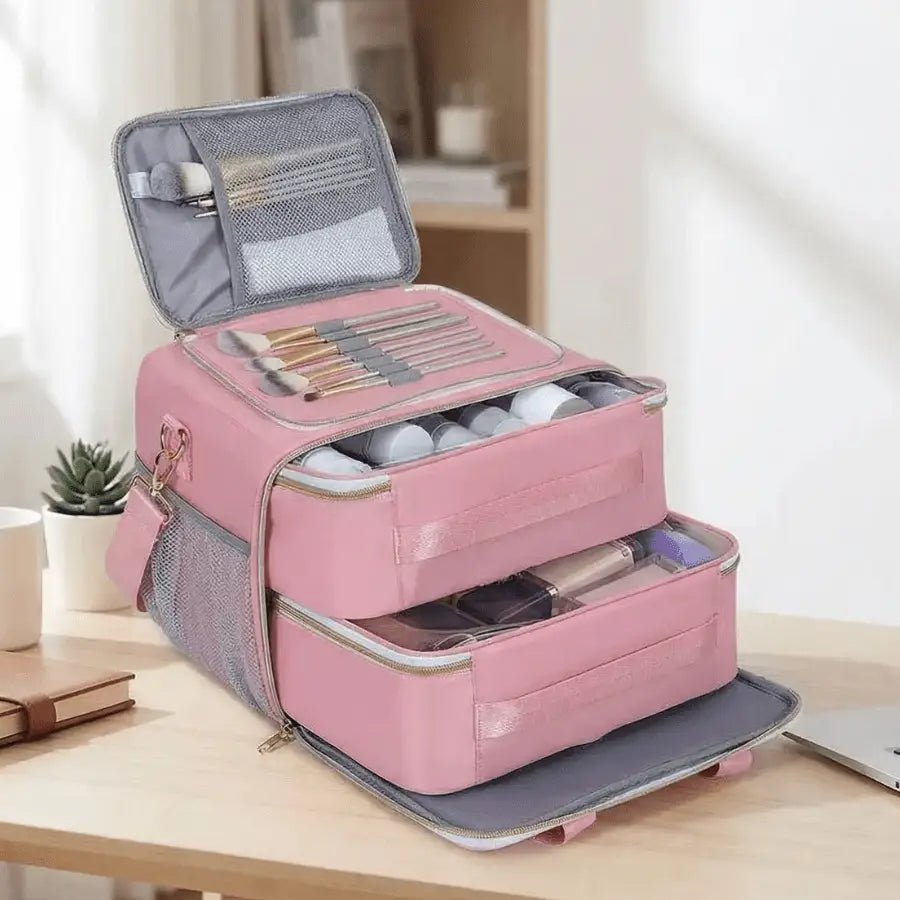 grande trousse de toilette avec compartiment rose