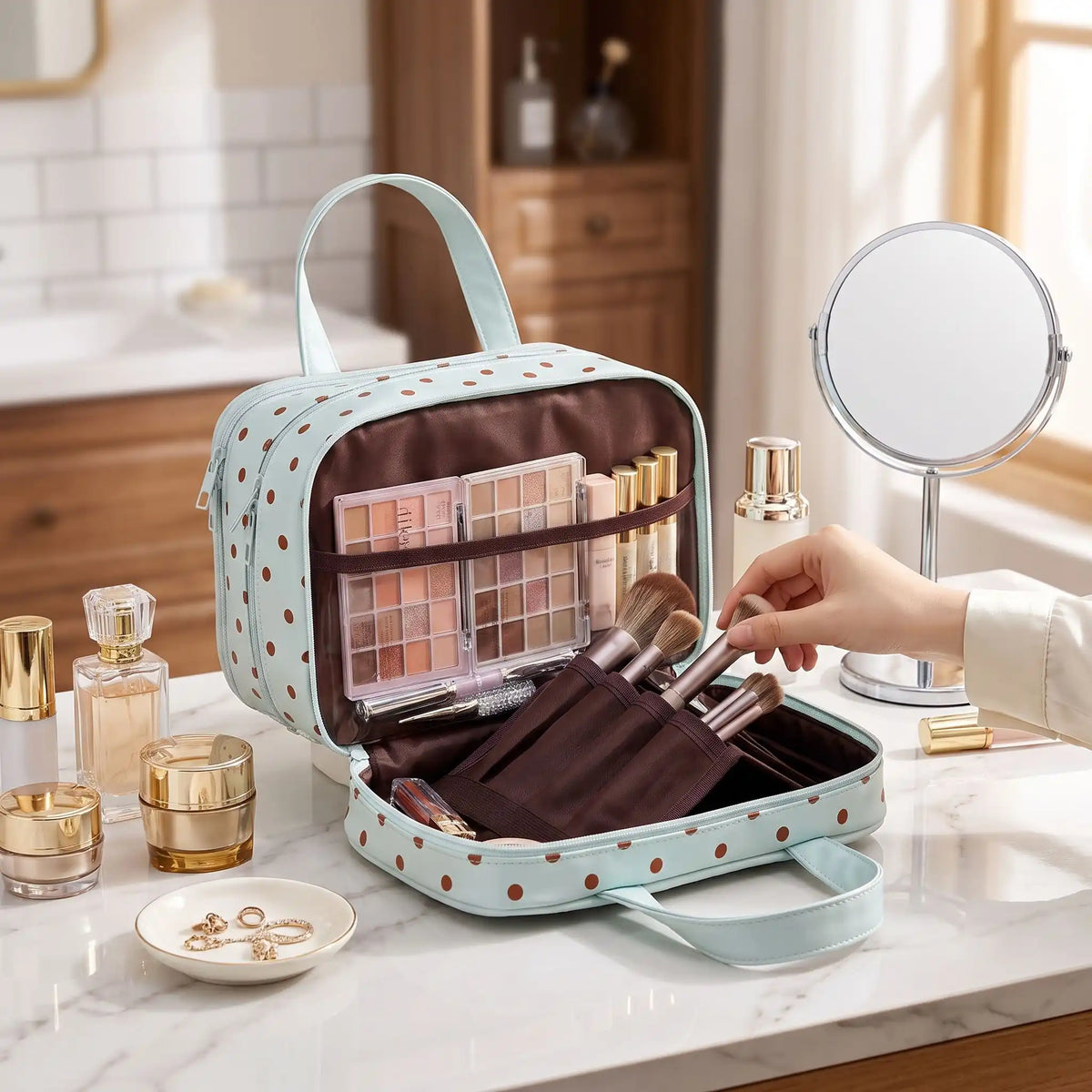 grande trousse de toilette femme originale verte
