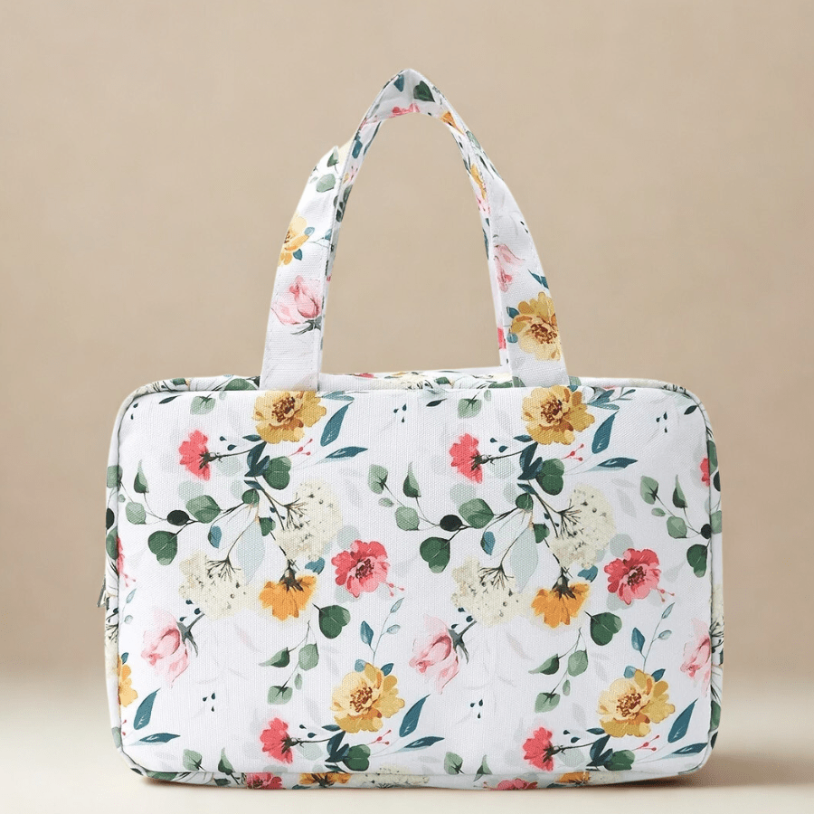 Grande trousse de toilette femme motif de fleurs