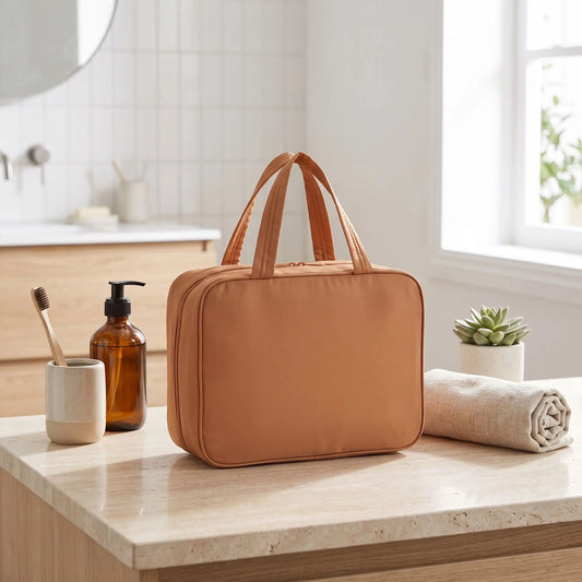 grande trousse de toilette marron