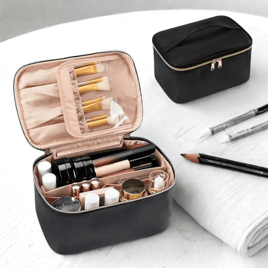 Grande trousse de toilette spacieuse avec rangement pour pinceaux maquillage
