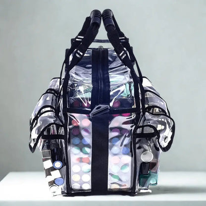 grande trousse de toilette transparente contour noir