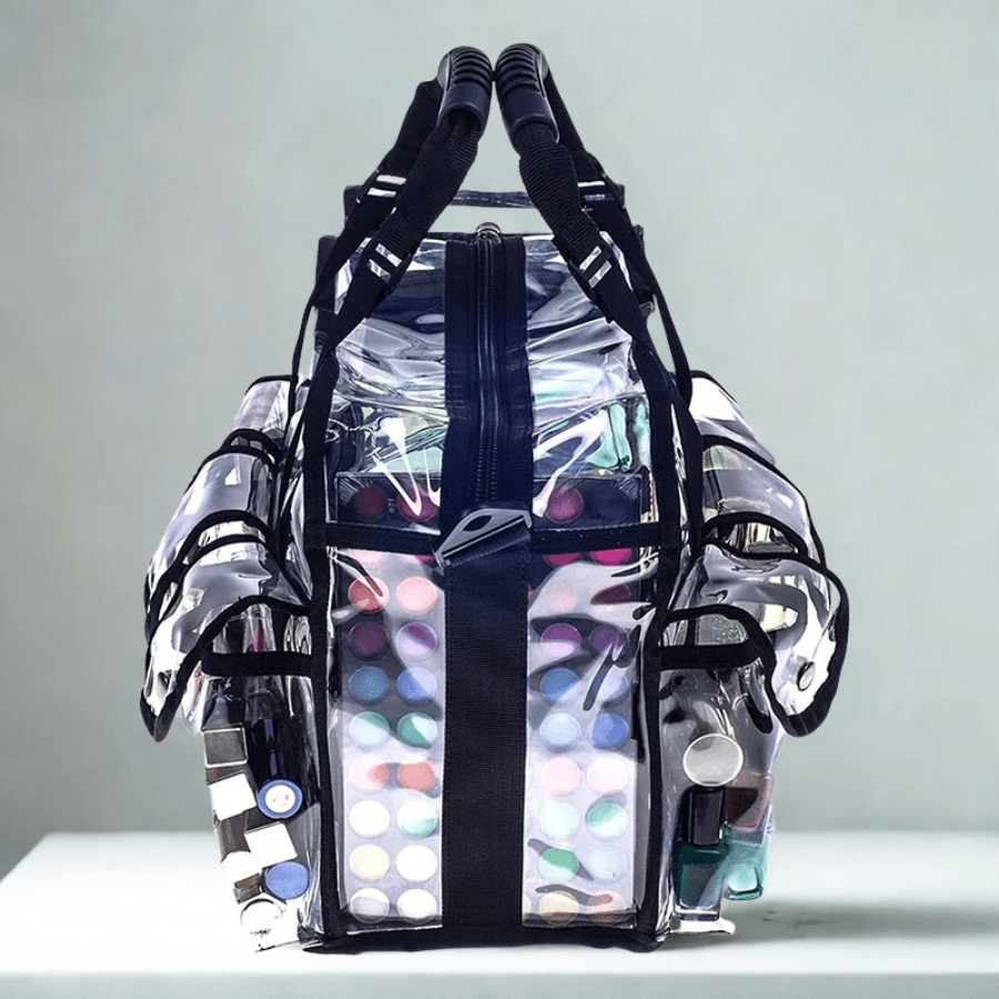 grande trousse de toilette transparente contour noir